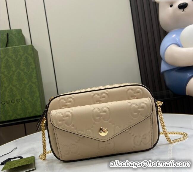 Top Grade Gucci GG Leather Super Mini Shoulder Bag 781554 Light Beige 2024