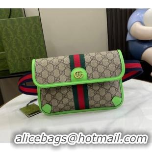 Spot Bulk Gucci Ophidia GG Small Belt Bag with Fluorescent Green Trim 752597 2024