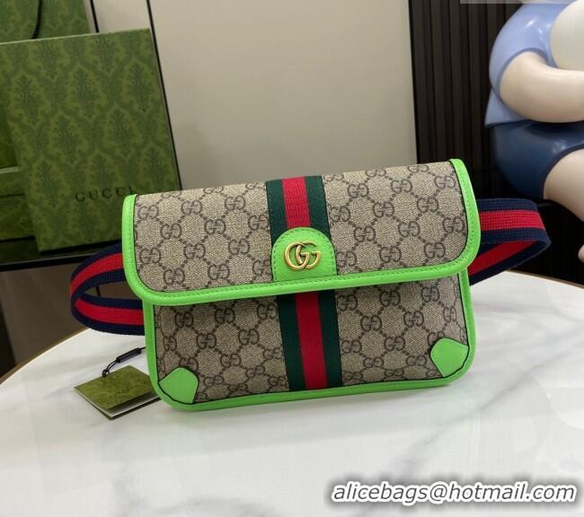Spot Bulk Gucci Ophidia GG Small Belt Bag with Fluorescent Green Trim 752597 2024