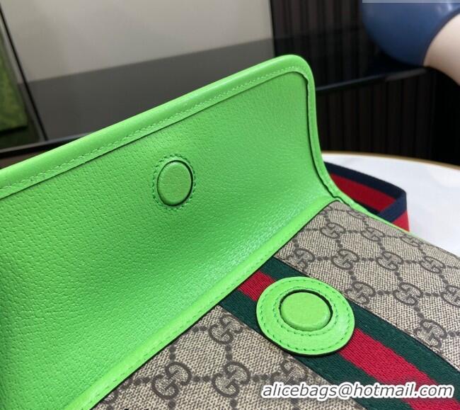 Spot Bulk Gucci Ophidia GG Small Belt Bag with Fluorescent Green Trim 752597 2024