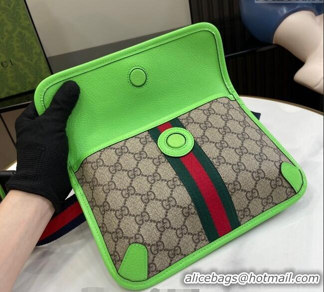 Spot Bulk Gucci Ophidia GG Small Belt Bag with Fluorescent Green Trim 752597 2024