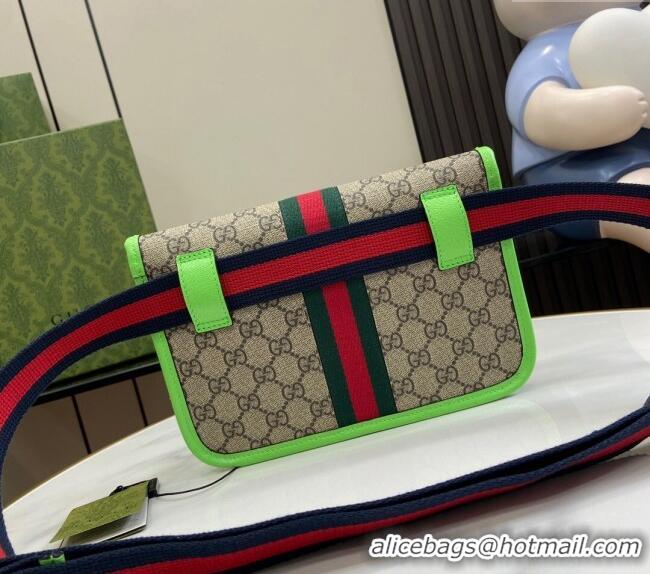 Spot Bulk Gucci Ophidia GG Small Belt Bag with Fluorescent Green Trim 752597 2024