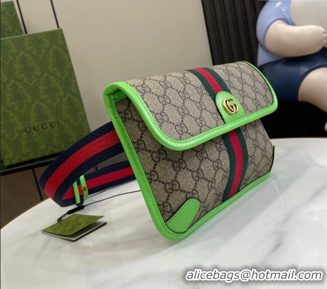 Spot Bulk Gucci Ophidia GG Small Belt Bag with Fluorescent Green Trim 752597 2024