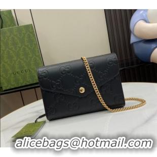 Best Price Gucci GG Leather Chain Wallet Mini Bag 781555 Black 2024