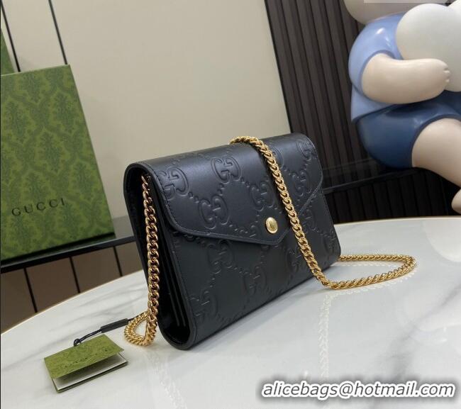 Best Price Gucci GG Leather Chain Wallet Mini Bag 781555 Black 2024