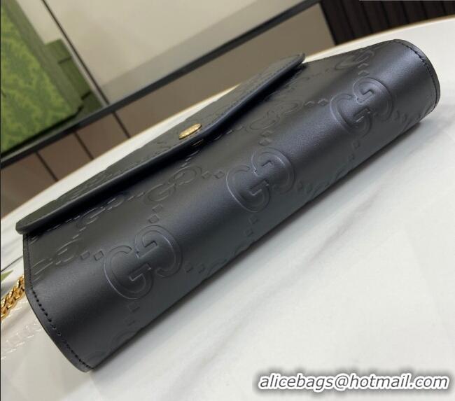 Best Price Gucci GG Leather Chain Wallet Mini Bag 781555 Black 2024