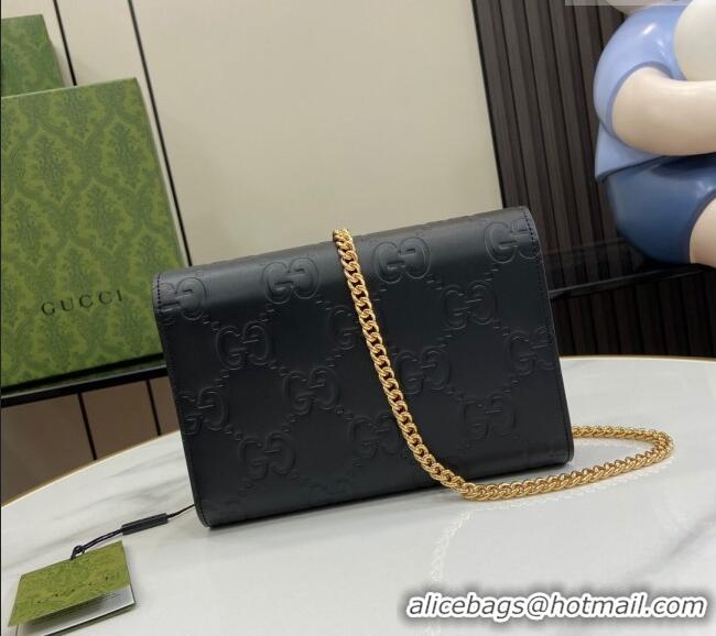 Best Price Gucci GG Leather Chain Wallet Mini Bag 781555 Black 2024