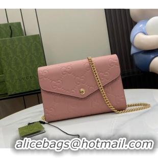 Discount Gucci GG Leather Chain Wallet Mini bag 781555 Light Pink 2024