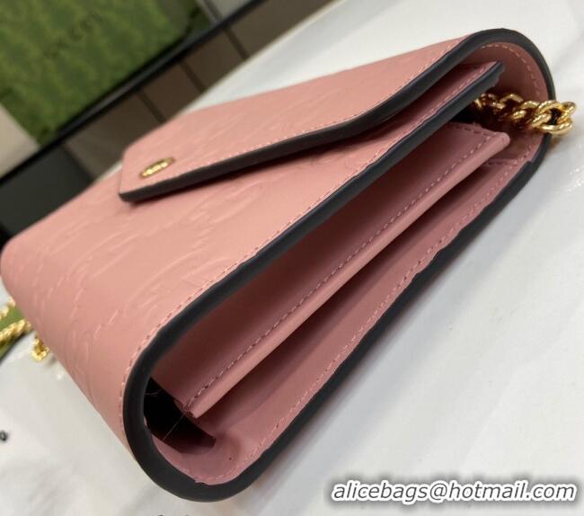 Discount Gucci GG Leather Chain Wallet Mini bag 781555 Light Pink 2024