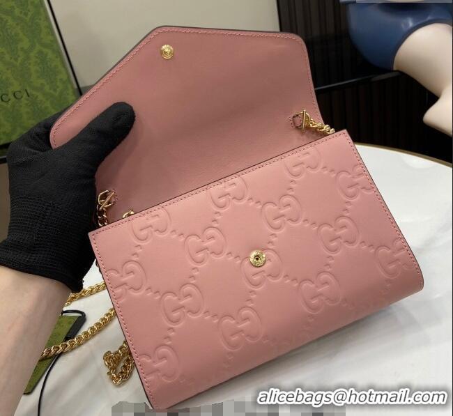 Discount Gucci GG Leather Chain Wallet Mini bag 781555 Light Pink 2024