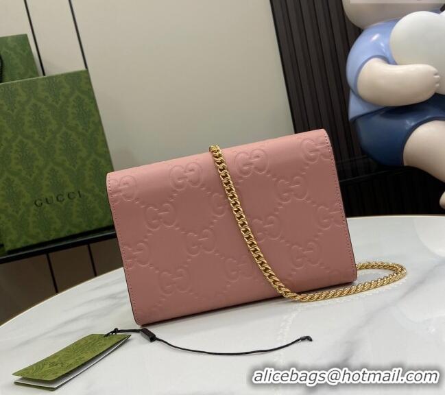Discount Gucci GG Leather Chain Wallet Mini bag 781555 Light Pink 2024