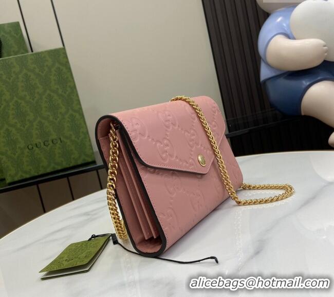 Discount Gucci GG Leather Chain Wallet Mini bag 781555 Light Pink 2024