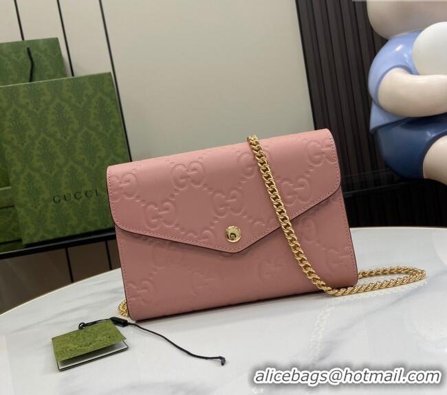 Discount Gucci GG Leather Chain Wallet Mini bag 781555 Light Pink 2024