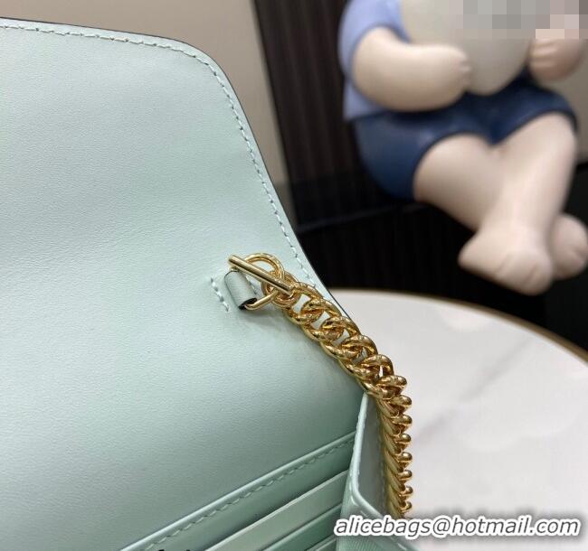 New Design Gucci GG Leather Chain Wallet Mini Bag 781555 Light Green 2024