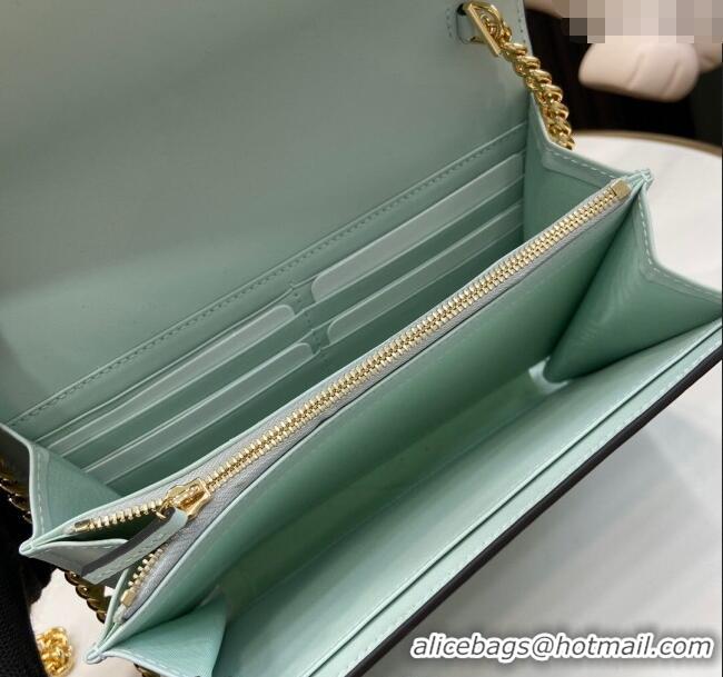 New Design Gucci GG Leather Chain Wallet Mini Bag 781555 Light Green 2024