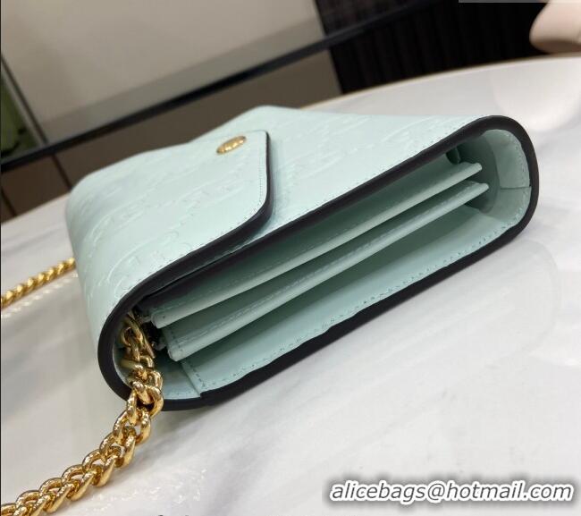 New Design Gucci GG Leather Chain Wallet Mini Bag 781555 Light Green 2024