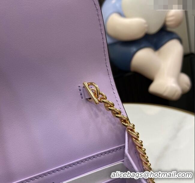 New Stylish Gucci GG Leather Chain Wallet Mini bag 781555 Light Purple 2024