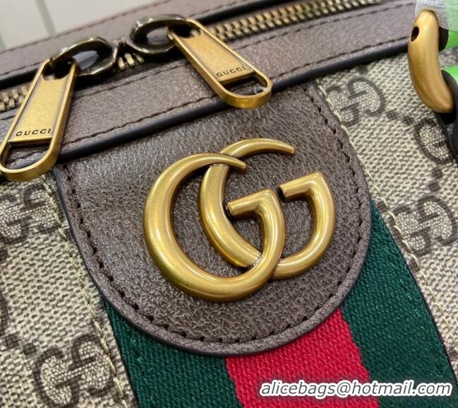 Top Quality Gucci Savoy GG Canvas Small Duffle Travel Bag with Fluorescent Green Trim 724642 2024