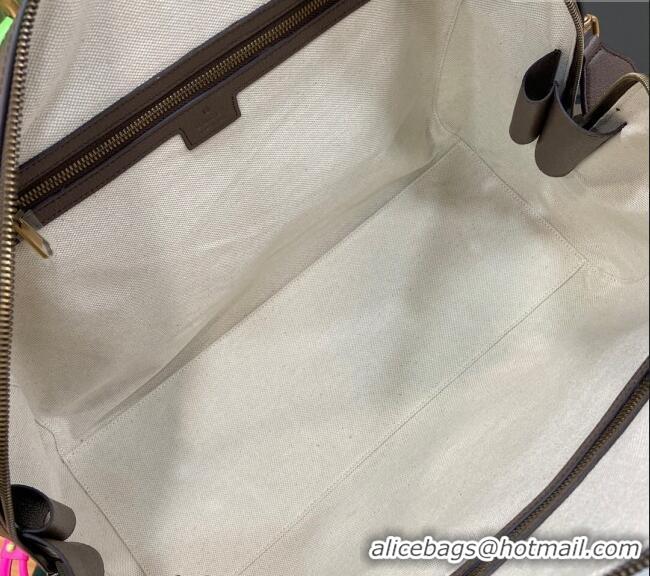 Top Quality Gucci Savoy GG Canvas Small Duffle Travel Bag with Fluorescent Green Trim 724642 2024