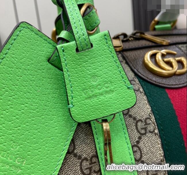Top Quality Gucci Savoy GG Canvas Small Duffle Travel Bag with Fluorescent Green Trim 724642 2024