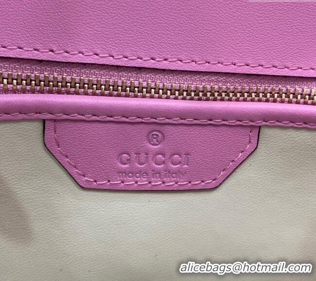 Best Price Gucci Bamboo 1947 Patent Leather Small bag with Embossed GUCCI Logo 675797 Pink 2024