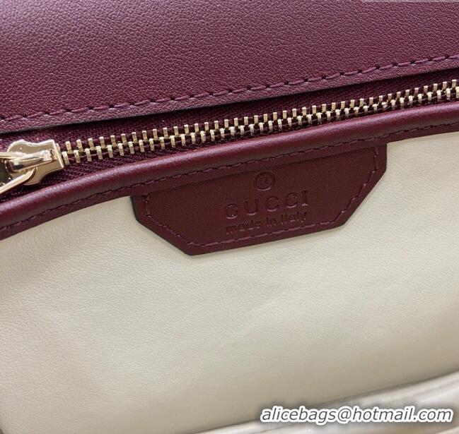 Well Crafted Gucci Bamboo 1947 Patent Leather Small bag with Embossed GUCCI Logo 675797 Burgundy 2024