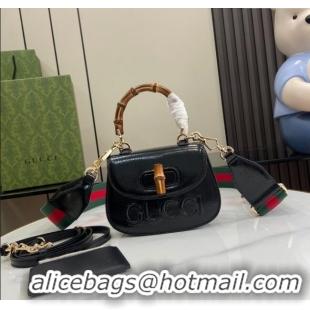 Market Sells Gucci Bamboo 1947 Patent Leather Mini bag with Embossed GUCCI Logo 786482 Black 2024