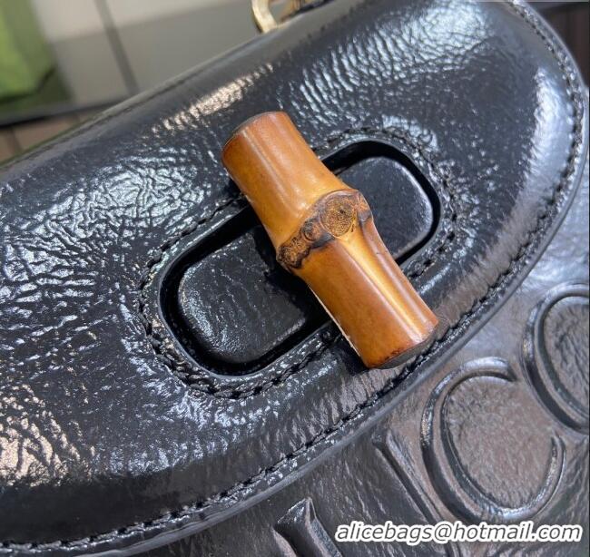 Market Sells Gucci Bamboo 1947 Patent Leather Mini bag with Embossed GUCCI Logo 786482 Black 2024
