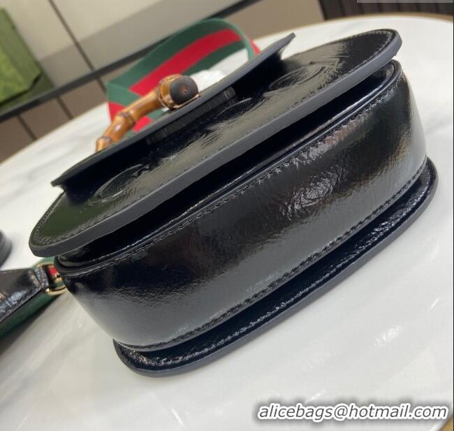 Market Sells Gucci Bamboo 1947 Patent Leather Mini bag with Embossed GUCCI Logo 786482 Black 2024