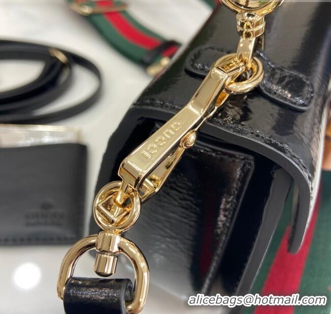 Market Sells Gucci Bamboo 1947 Patent Leather Mini bag with Embossed GUCCI Logo 786482 Black 2024