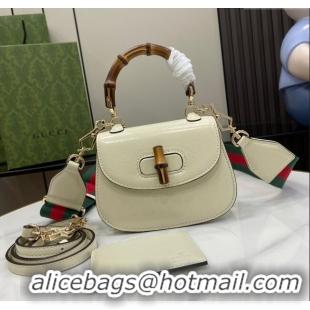 Market Sells Gucci Bamboo 1947 Crinkled Patent Leather Mini Top Handle Bag 786482 White 2024