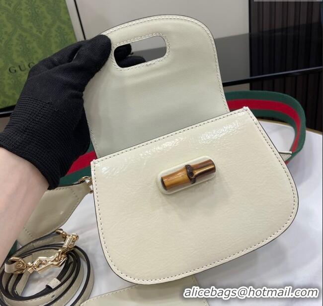 Market Sells Gucci Bamboo 1947 Crinkled Patent Leather Mini Top Handle Bag 786482 White 2024