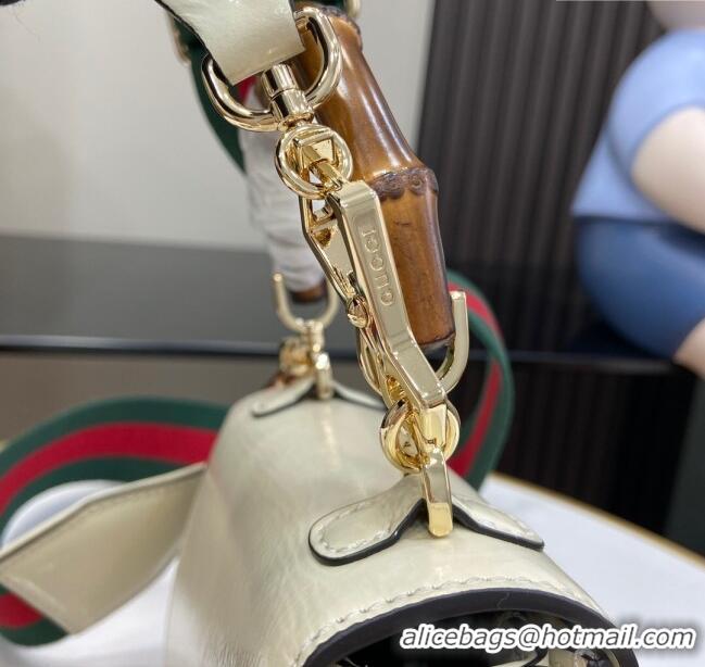 Market Sells Gucci Bamboo 1947 Crinkled Patent Leather Mini Top Handle Bag 786482 White 2024
