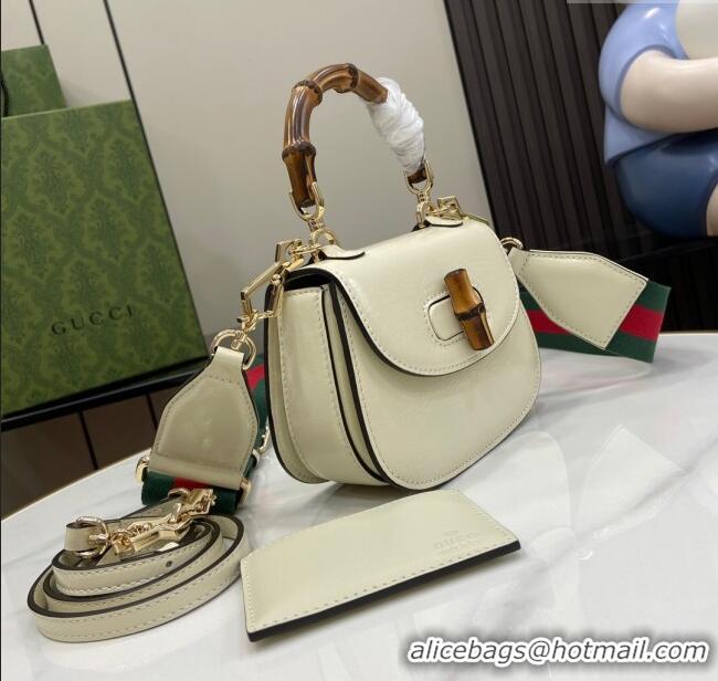 Market Sells Gucci Bamboo 1947 Crinkled Patent Leather Mini Top Handle Bag 786482 White 2024