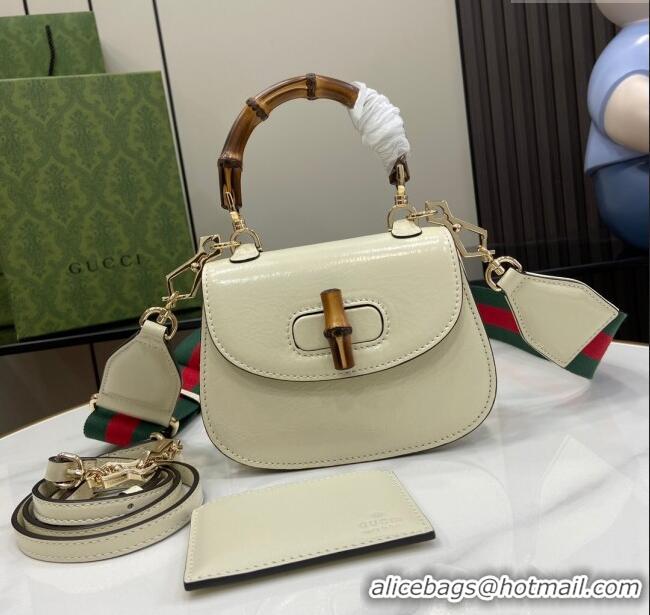 Market Sells Gucci Bamboo 1947 Crinkled Patent Leather Mini Top Handle Bag 786482 White 2024