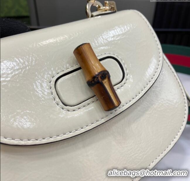 Market Sells Gucci Bamboo 1947 Crinkled Patent Leather Mini Top Handle Bag 786482 White 2024