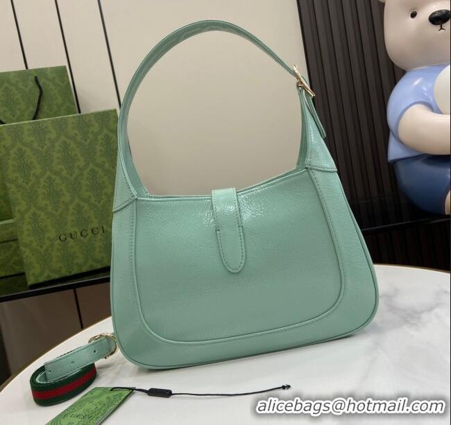Best Grade Gucci Jackie Small Shoulder Bag in Crinkled Patent Leather 782849 Pale Green 2024