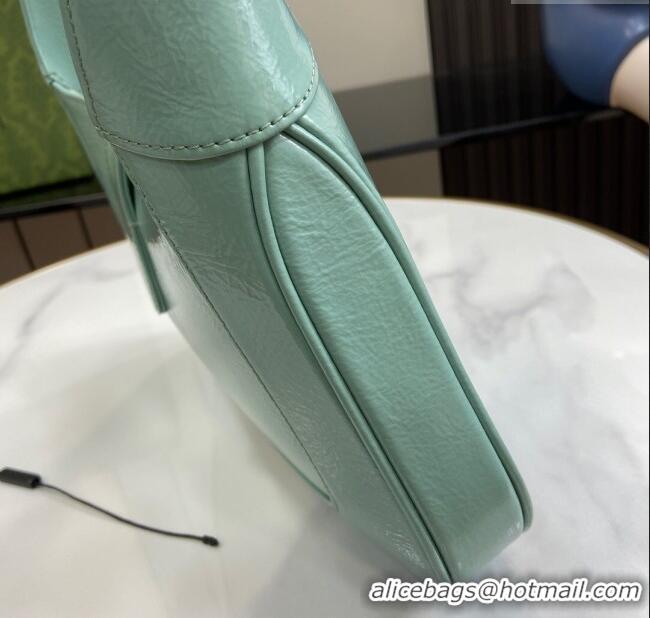 Best Grade Gucci Jackie Small Shoulder Bag in Crinkled Patent Leather 782849 Pale Green 2024