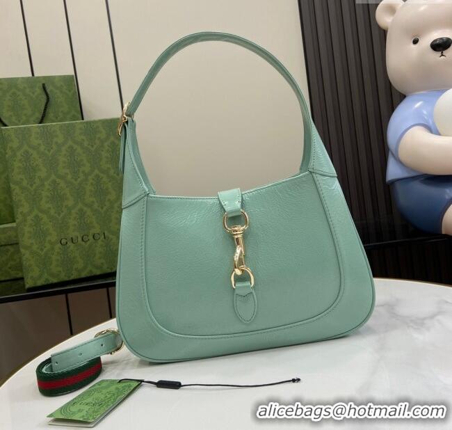 Best Grade Gucci Jackie Small Shoulder Bag in Crinkled Patent Leather 782849 Pale Green 2024