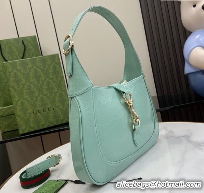 Best Grade Gucci Jackie Small Shoulder Bag in Crinkled Patent Leather 782849 Pale Green 2024