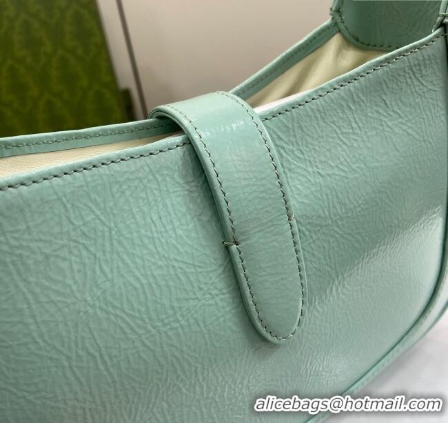 Best Grade Gucci Jackie Small Shoulder Bag in Crinkled Patent Leather 782849 Pale Green 2024