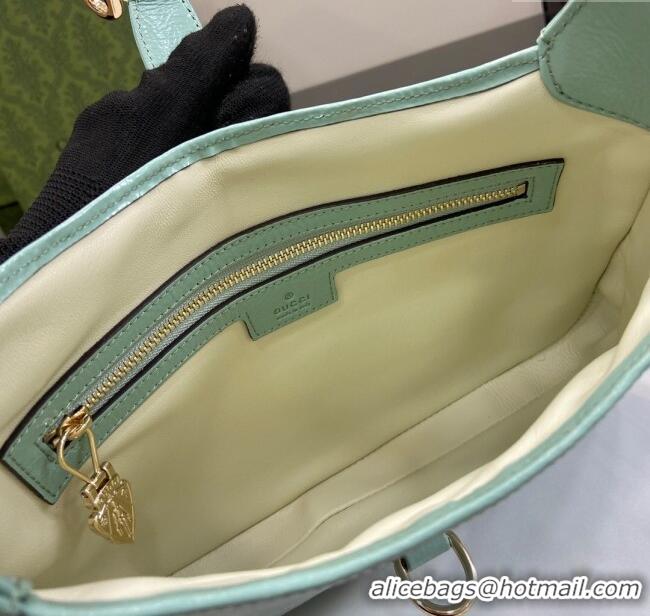 Best Grade Gucci Jackie Small Shoulder Bag in Crinkled Patent Leather 782849 Pale Green 2024