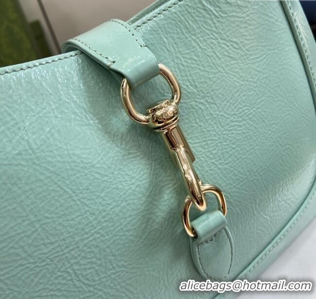 Best Grade Gucci Jackie Small Shoulder Bag in Crinkled Patent Leather 782849 Pale Green 2024