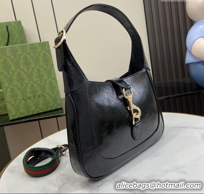 Market Sells Gucci Jackie Small Shoulder Bag in Crinkled Patent Leather 782849 Black 2024