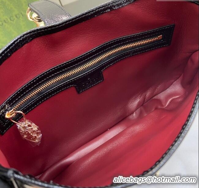 Market Sells Gucci Jackie Small Shoulder Bag in Crinkled Patent Leather 782849 Black 2024