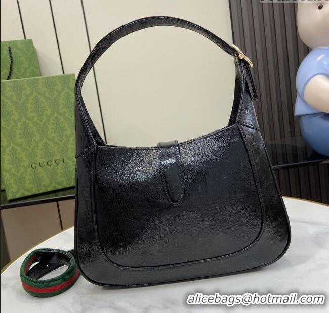 Market Sells Gucci Jackie Small Shoulder Bag in Crinkled Patent Leather 782849 Black 2024
