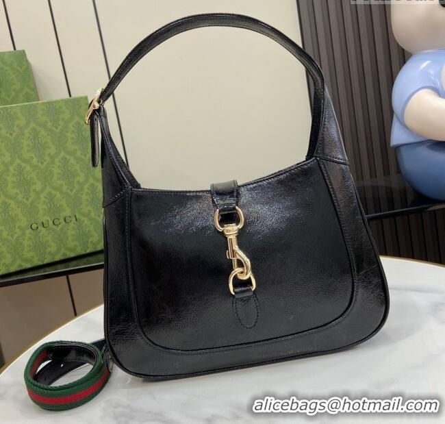Market Sells Gucci Jackie Small Shoulder Bag in Crinkled Patent Leather 782849 Black 2024