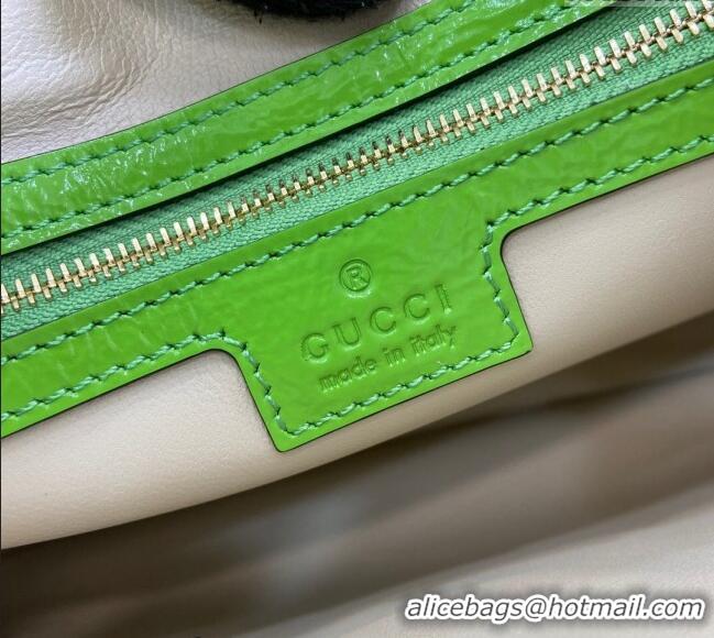 Spot Grade Gucci Jackie Small Shoulder Bag in Crinkled Patent Leather 782849 Light Green 2024