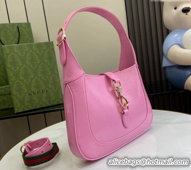 Luxury Discount Gucci Jackie Small Shoulder Bag in Crinkled Patent Leather 782849 Pink 2024