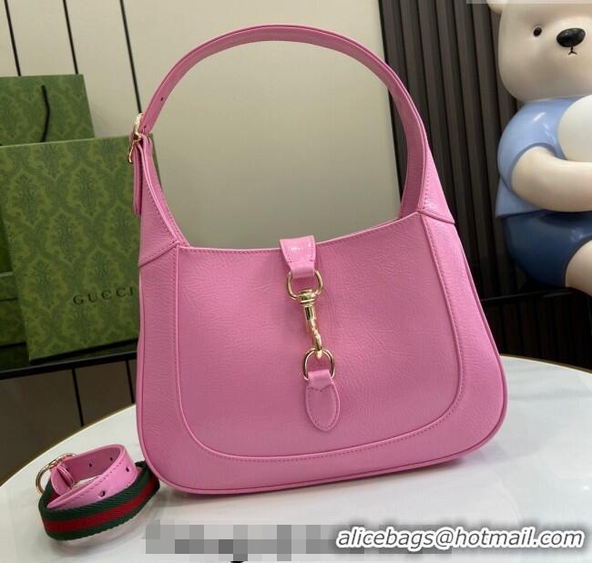 Luxury Discount Gucci Jackie Small Shoulder Bag in Crinkled Patent Leather 782849 Pink 2024